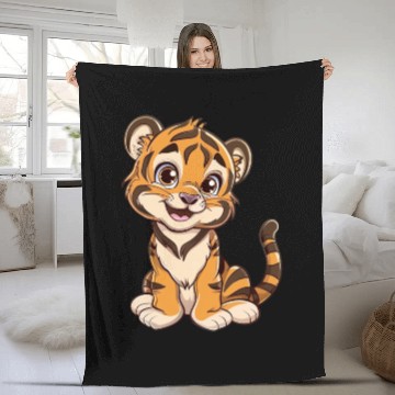 Discover Adorable Smiling Tiger Cub Fleece Blankets