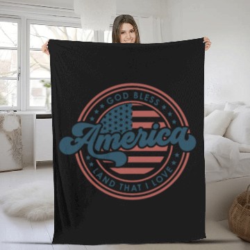 Discover 4th of July Retro US Flag God Bless America Funny Fleece Blankets