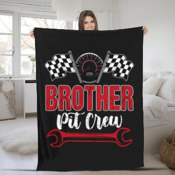Discover Racing Family Brother Pit Crew Birthday Party Fleece Blankets