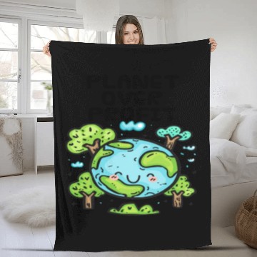 Discover Planet Over Profit Earth Day Fleece Blankets