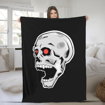 Discover the silver skull looks up Fleece Blankets