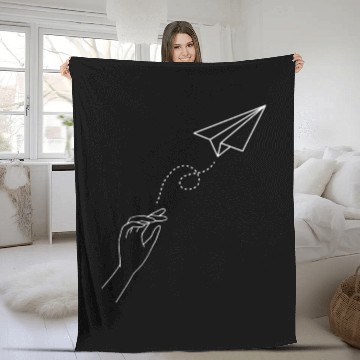 Discover Paper Airplane Wanderlust Traveler Pilot Fleece Blankets