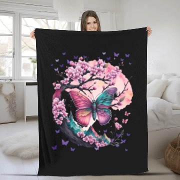 Discover Cherry Blossoms, Butterflies & Mountains - Zen Fleece Blankets