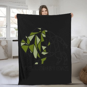 Discover Army Green YStone Bison Design Fleece Blankets