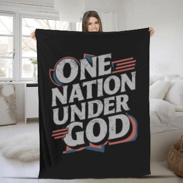 Discover One Nation Under God Christian Pride Retro US Flag Fleece Blankets