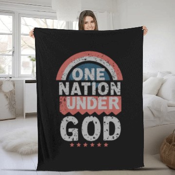 Discover One Nation Under God Christian Pride Retro US Flag Fleece Blankets