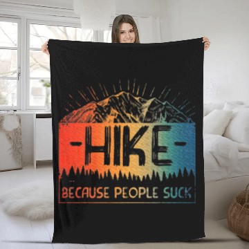 Discover Hiking Art Hiker Camping Nature Hiking Fleece Blankets