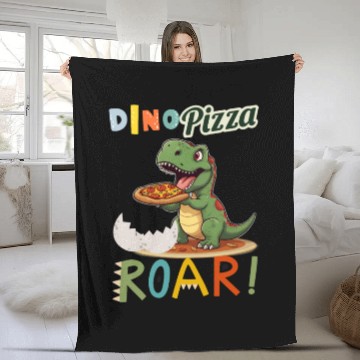 Discover Dino Pizza Cute Kawaii Fleece Blankets