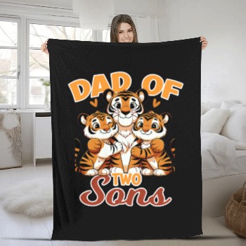 Discover Strong Tiger with Tiger Kid for a Dad Fleece Blankets