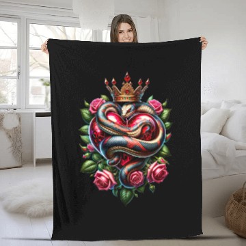 Discover Royal Snake and Roses Heart Fleece Blankets