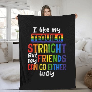 Discover Tequila Straight Friends Go Either Way LGBT Ally Fleece Blankets