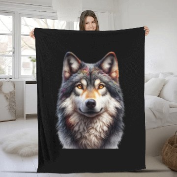 Discover Majestic Wolf Spirit Fleece Blankets
