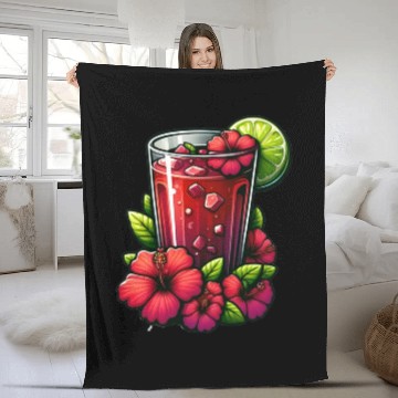Discover Red Flower Hibiscus Tea Fleece Blankets