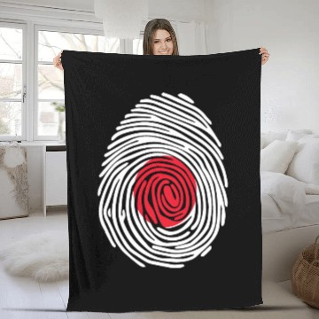 Discover Japanese Fingerprint Flag Fleece Blankets