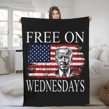Discover Free On Wednesdays US Flag Patriotic Joe Biden Fleece Blankets