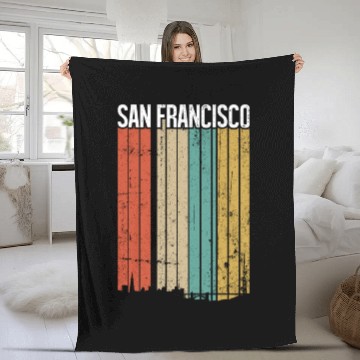 Discover San Francisco Vintage Fleece Blankets