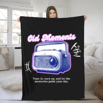 Discover Lilac Black Halftone Radio Portrait Fleece Blankets