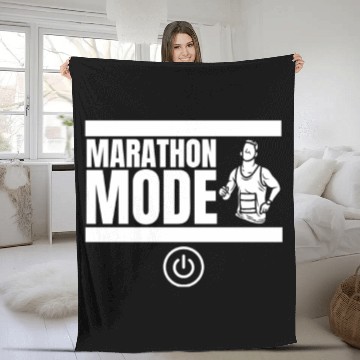 Discover Marathon Mode On Funny Marathon Running Fleece Blankets