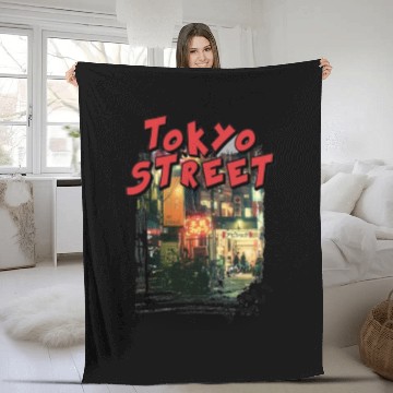 Discover Tokyo Street Fleece Blankets