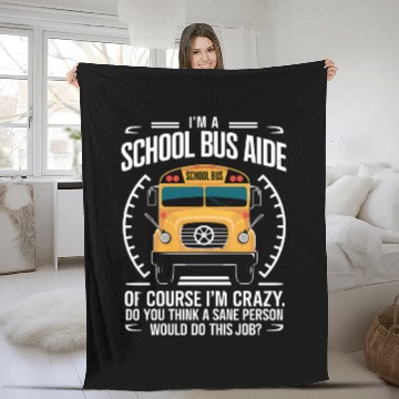 Discover School Bus Aide Funny Back to School Fleece Blankets