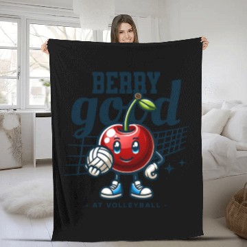 Discover Berry Good at Volleyball - Cherry Character Design Fleece Blankets