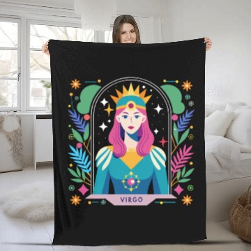 Discover Floral Virgo Tarot Zodiac Graphic Fleece Blankets
