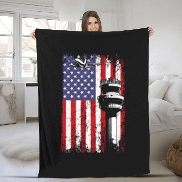 Discover American Flag US, air traffic controller Fleece Blankets
