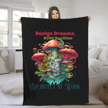 Discover Engineer Architect at Work, Fun Illustration Fleece Blankets