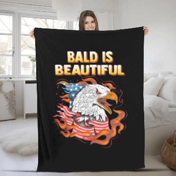 Discover Bald Is Beautiful US Flag Eagle 4th Of July Funny Fleece Blankets