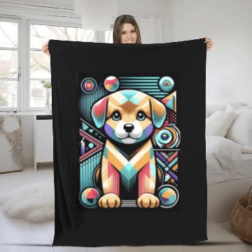 Discover Space Puppy Fleece Blankets