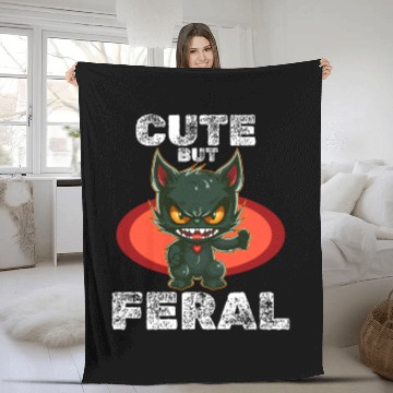 Discover Cute But Wild: Zombie Voodoo Cat For Halloween Fleece Blankets