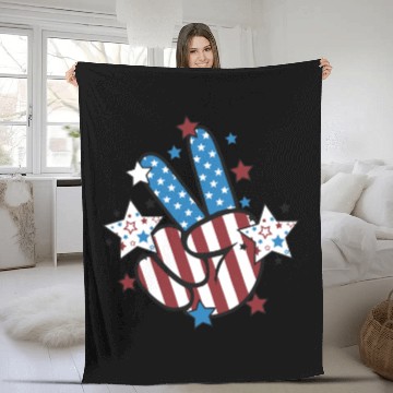 Discover Peace Sign Freedom Fleece Blankets