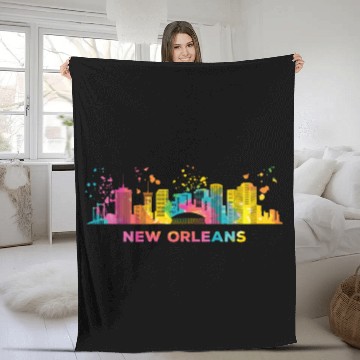 Discover New Orleanian Skyline New Orleans Fleece Blankets