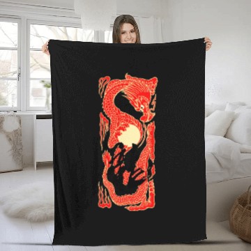 Discover Japanese Dragon Sunset Tattoo Fleece Blankets