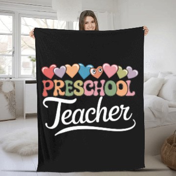 Discover Preschool Teacher First Day Groovy Back To School Fleece Blankets