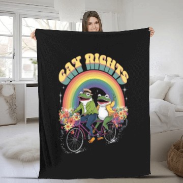 Discover Funny Frog Gay Rights LGBT Rainbow Pride Month Fleece Blankets
