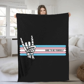 Discover Dare to be Yourself, Rock Skull LGBTQ Ally Fleece Blankets
