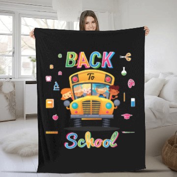 Discover Funny Back To School Welcome School Bus Driver 1st Fleece Blankets