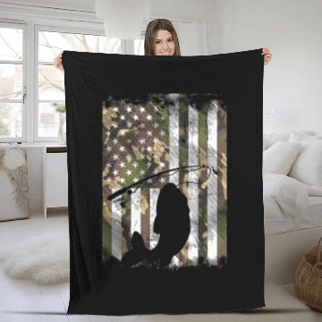 Discover Camo Fish Hook Antler Deer Hunting Buck Hunter Fleece Blankets