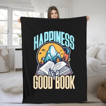 Discover Literature Teacher Happiness Is A Good Book Reader Fleece Blankets
