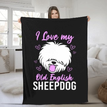 Discover I Love My Dog Old English Sheepdog Fleece Blankets