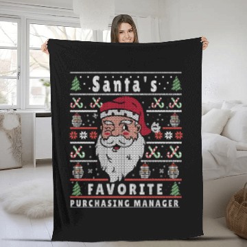 Discover Santas XMAS Ugly Christmas Purchasing-Manager Fleece Blankets