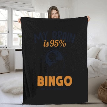 Discover My Brain is 95% Bingo Professional Caller Daubers Fleece Blankets