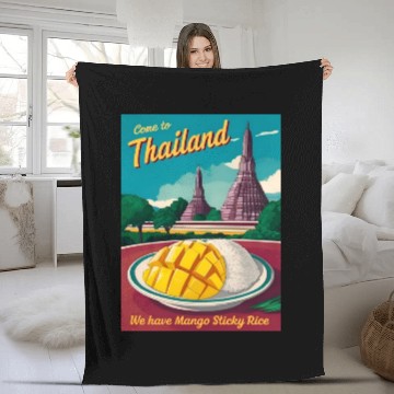 Discover Funny Vintage Travel Thailand Humor Retro Graphic Fleece Blankets