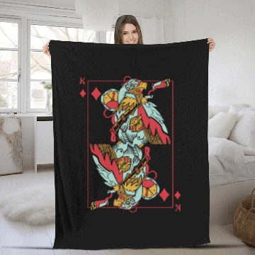 Discover Eagle Steampunk Card Game King of Diamonds Poker Fleece Blankets