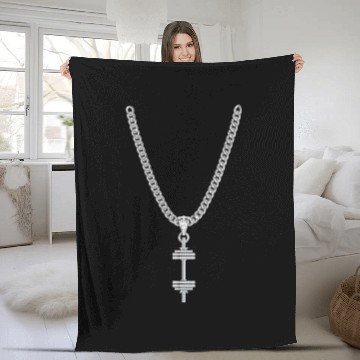 Discover A silver Necklace with a silver Dumbbell Pendant Fleece Blankets
