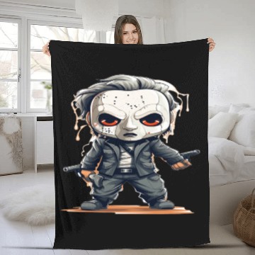 Discover Chibi Horror Icon - Cute yet Deadly Masked Charact Fleece Blankets