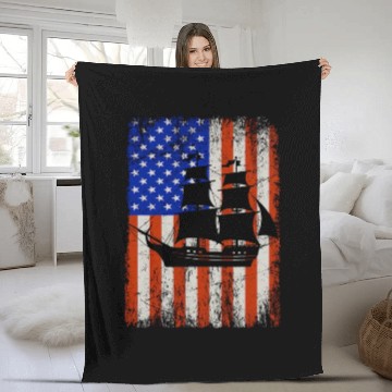 Discover Stars, Stripes & Pirate Ship American Flag Fleece Blankets