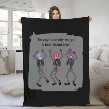 Discover 3 Best Friends Sugar Skull Skeleton 3 bff Trio Fleece Blankets