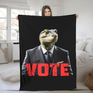 Discover Vote Reptilian Presidential Election animal Fleece Blankets